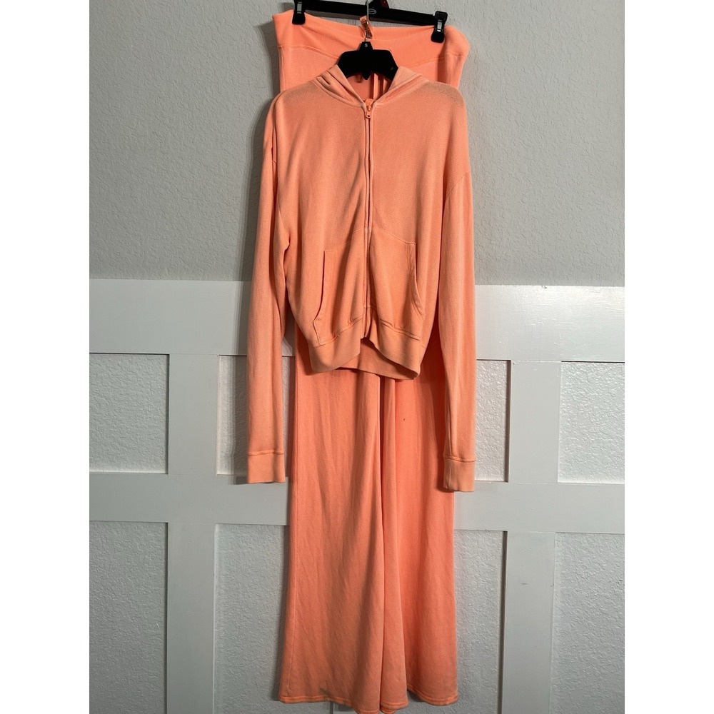SKIMS Lounge SET French Terry Jogger Cuffed Zip Up Hoodie Orange- Size Medium